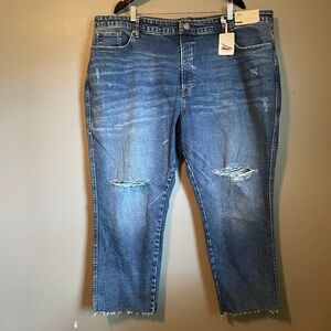 NWT A New Approach Sz 28 Women’s Distressed High Rise Straight Blue Jeans RT $64
